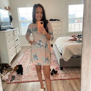 Midi Sleeve Pink Dress